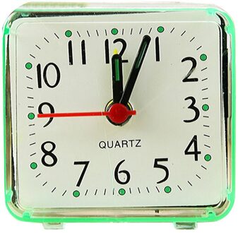 Wekker Vierkante Kleine Bed Compact Travel Klokken Mini Kinderen Student Bureau Nachtkastje Bureau Tafel Thuis Quartz Beep Portabl #1 groen