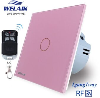 Welaik Fabrikant-Eu-Standaard 1gang1way RF433MHZ Glas-Panel Afstandsbediening Touch-Schakelaar-Wandlamp-Schakelaar AC250V A1913CWR01 roze