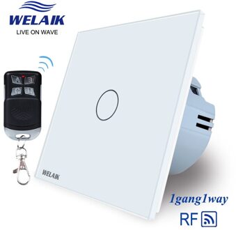 Welaik Fabrikant-Eu-Standaard 1gang1way RF433MHZ Glas-Panel Afstandsbediening Touch-Schakelaar-Wandlamp-Schakelaar AC250V A1913CWR01 wit