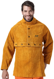 Welding Apron Leather Working Cape Sleeves Bib Apron Flame/Heat/Abrasion Resistant Cowhide Leather Working Cloths Welding Sleeve