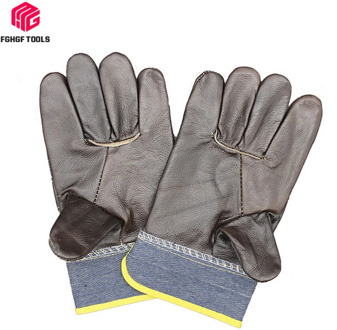 Welding gloves First layer cowhide leather dark denim short leather garden carpenter blacksmith labor protection