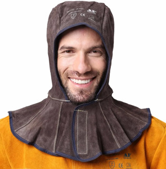 Welding Hood Split Cowhide Leather Welder Hat Cotton Mesh Lining Anti Flame Stitched CE approved Welding Hoods