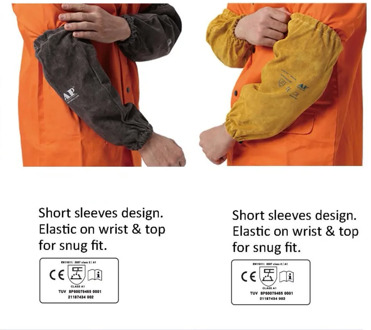 Welding Sleeves Split Cowhide Leather Sleeves 40cm 16" Flame/Abrasion/Heat Resistant CE Approved Welder Arm Protective Sleeves