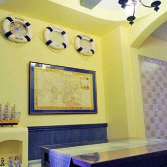 Welkom Aan Boord Nautical Leven Reddingsboei Ring Boot Muur Opknoping Mediterrane Stijl Home Decoratie Blauw / 25cm