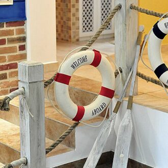 Welkom Aan Boord Nautical Leven Reddingsboei Ring Boot Muur Opknoping Mediterrane Stijl Home Decoratie Rood / 14cm