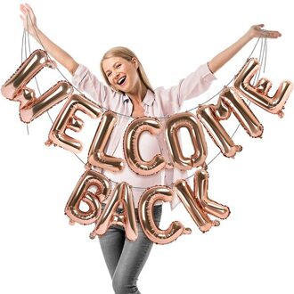 Welkom Terug Brief Ballonnen 16 Inch Folie Mylar Ballon Welkom Terug Banner Terug Naar Kantoor En Thuis Terug Naar School party Decor roos goud