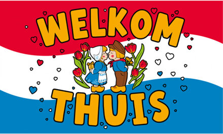 Welkom Thuis Vlag XXL - 90x150 cm - Polyester - Feestelijke Gevelversiering Multi