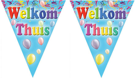 Welkom thuis vlaggetjes slinger/vlaggenlijn - 2x - 5 meter - 10 puntvlaggetjes - Feestartikelen