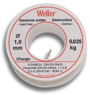 Weller EL99-1-25 Soldeertin, 1mm, 25g, Loodvrij - T0054025099 T0054025099