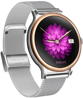 Wellermoz G10 Horloge Vrouwen Horloges Band Menstruele Cyclus Herinnering Roestvrij Stalen Band Lederen Band Waterdichte IP67 licht zilver-staal