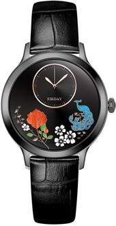 Wellermoz G10 Horloge Vrouwen Horloges Band Menstruele Cyclus Herinnering Roestvrij Stalen Band Lederen Band Waterdichte IP67 zwart-leer