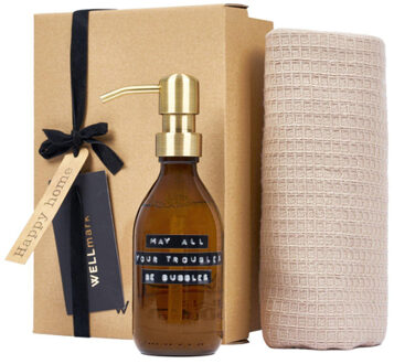 WELLmark giftset - handzeep 250ml - theedoek 50x70cm beige 8720938454226