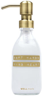 WELLmark Handcreme helder glas messing pomp 250ml tekst SOFT HANDS KIND HEART Bronze label 8720618459268 Helder (Zilver)