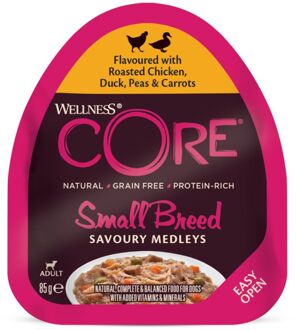 Wellness Core Small Breed Savoury Medleys Kip,Eend,Erwten& Wortelen 85 g