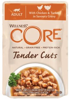 Wellness Core Tender Cuts - Kattenvoer - Kip - Kalkoen - 85 gram