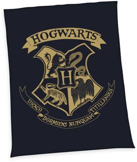 Wellsoft Fleecedeken Harry Potter Zweinstein 150 x 200 cm Zwart - 150x200 cm