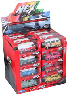 Welly Hippie auto of bus pull back 11,5cm verschillende