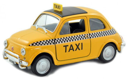 Welly Modelauto Fiat 500 taxi geel schaal 1:24/12 x 5,5 x 5,5 cm - Speelgoed auto's Multikleur