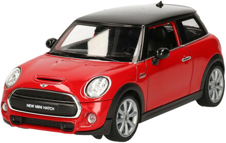 Welly Modelauto/speelgoedauto Mini Cooper S - rood/zwart - 15 cm - schaal 1:24