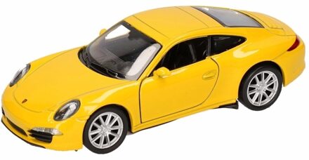 Welly Porsche modelauto - 911 Carrera S - geel - speelgoed auto - 1:36 - 12 cm