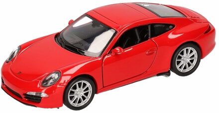Welly Porsche modelauto - 911 Carrera S - rood - speelgoed auto - 1:36 - 12 cm