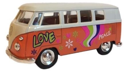 Welly Speelauto Volkswagen hippiebusje print oranje 15 cm - Speelgoed auto's