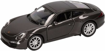 Welly Speelgoed antraciet grijze Porsche 911 Carrera S auto 1:36 Zwart