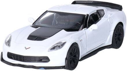 Welly Speelgoed Chevrolet auto - wit - die-cast metaal - 11 cm - Model Corvette