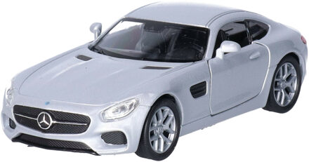 Welly Speelgoed Mercedes Benz auto - zilver - die-cast metaal - 11 cm - Model AMG GT - Speelgoed auto's Zilverkleurig