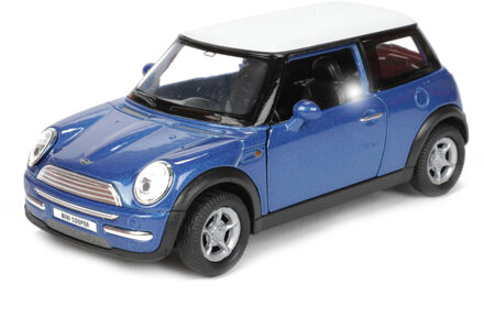 Welly Speelgoed Mini Cooper auto - blauw - die-cast metaal - 11 cm - Model two colours - Speelgoed auto's