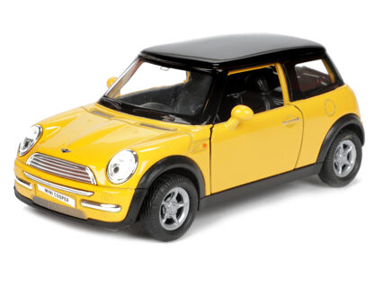 Welly Speelgoed Mini Cooper auto - geel - die-cast metaal - 11 cm - modelauto