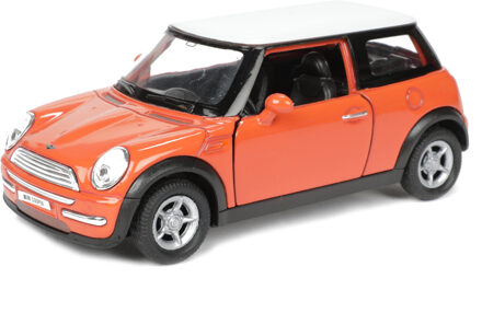 Welly Speelgoed Mini Cooper auto - oranje - die-cast metaal - 11 cm - modelauto