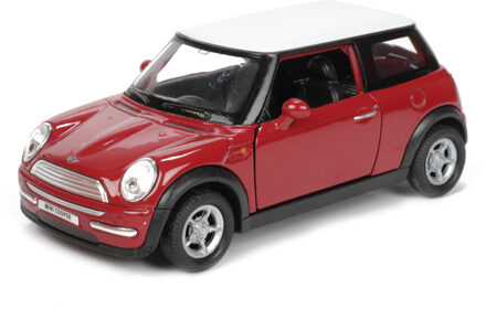 Welly Speelgoed Mini Cooper auto - rood - die-cast metaal - 11 cm - modelauto