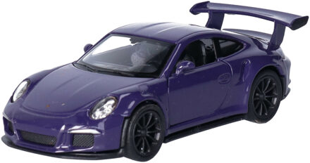 Welly Speelgoed Porsche auto - paars - die-cast metaal - 11 cm - Model 911 GT3 RS - Speelgoed auto's