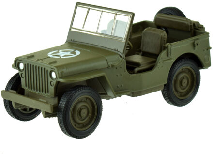 Welly Speelgoed USA Army Jeep auto - legergroen - die-cast metaal - 11 cm - Model Willys - Speelgoed auto's