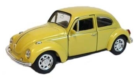 Welly Speelgoed Volkswagen Kever auto - geel - die-cast metaal - 12 cm - De Beetle