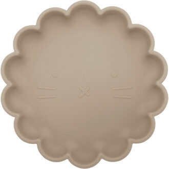 Welpje Serie - Siliconen Babybord - Leeuwen Ontwerp - 18 cm - Taupe Taupe / Grijs