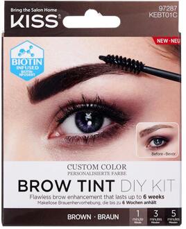 Wenkbrauw Kit KISS Brow Tint Diy Kit Brown 2 x 10 ml + 2 st