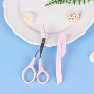 Wenkbrauw Schaar Met Kam Wenkbrauw Trimmer Voor Vrouwen Wenkbrauw Makeup Tools Make-Up Accessoires roze