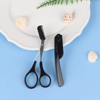 Wenkbrauw Schaar Met Kam Wenkbrauw Trimmer Voor Vrouwen Wenkbrauw Makeup Tools Make-Up Accessoires zwart