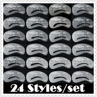 Wenkbrauw Stencils Wenkbrauwen Grooming Stencil Kit Vormgeven Sjablonen Diy Gereedschap, 24 Pack-Brow Stencil Heerser Vormgeven Template