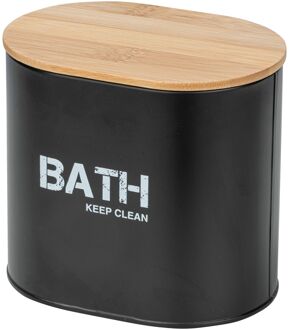 Wenko Badkameropberger Gara - Opbergbox - Met Deksel - Zwart - 14,5x13,5x10,5cm