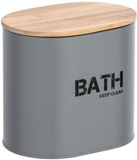 Wenko Badkameropberger Gara - Opbergmand - Met Deksel - Grijs - 14,5x13,5x10,5cm