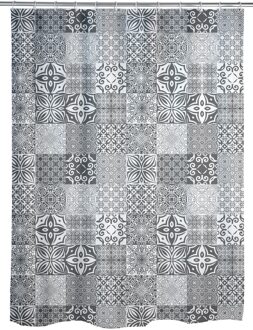 Wenko Douchegordijn Portugal 180 X 200 Cm Polyester Grijs/wit