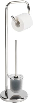 Wenko Stand Houder Set Voor Wc In Effen Rvs 19X21X66 Cm Zilver