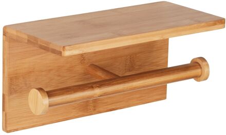 Wenko Toiletrolhouder Bambusa - Bamboe - Met Planchet - Bruin Vernis
