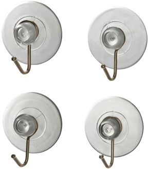 Wenko Zuighaak - Nikkel - Transparant Kunststof - 4 Stuks