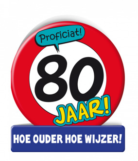 Wenskaart 80 Jaar Verkeersbord 14 X 16 Cm Karton Multikleur
