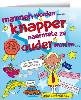 Wenskaart Mannen Worden Knapper Cartoon Heren Multikleur
