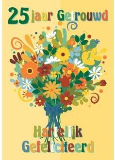 Wenskaarten 25 jr getrouwd pak a 10 stuk multi